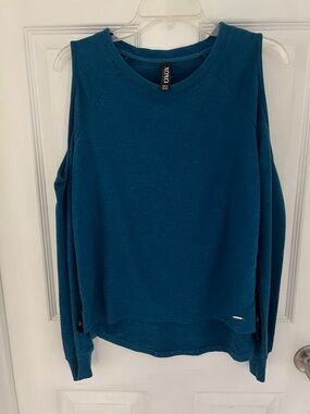 XOXO Teal Cold-Shoulder Sweatshirt